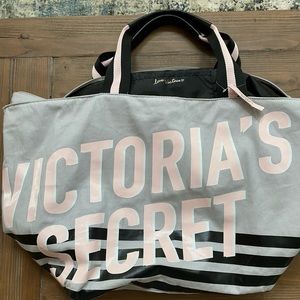 Victoria’s Secret Gray Canvas Zipper Tote Bag